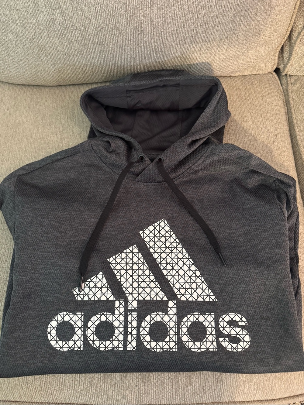 adidas Men’s Charcoal Gray Hoodie with White Logo